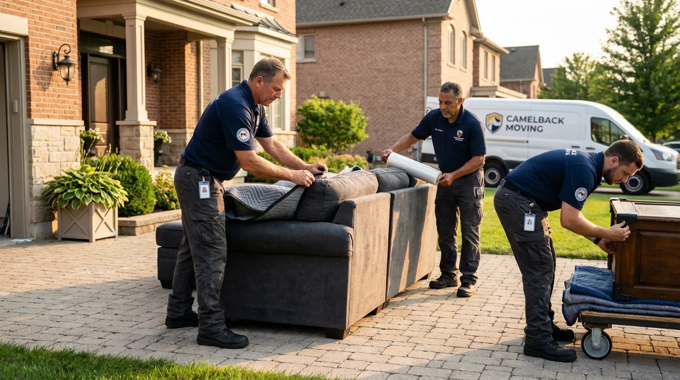 Large estate moving crew wrapping furniture in Delavan, IL